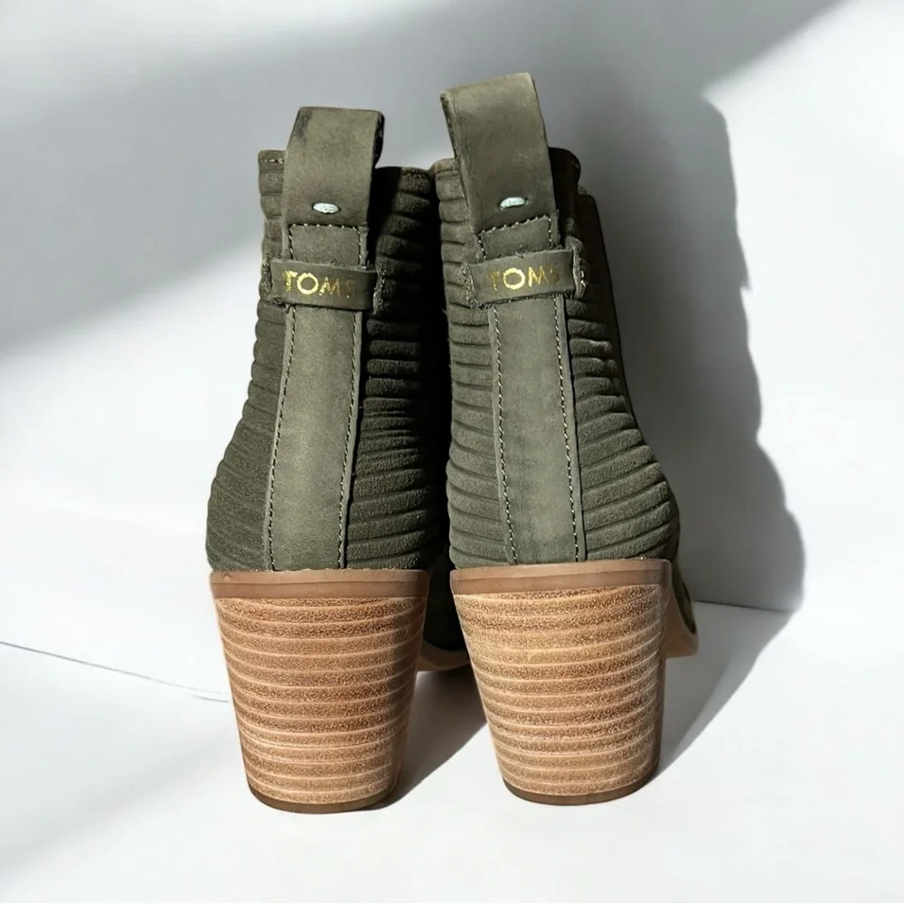 🌻NEW w/tag Toms Everly Green Pull On Ankle Boots Shoes Women's Size 8_3